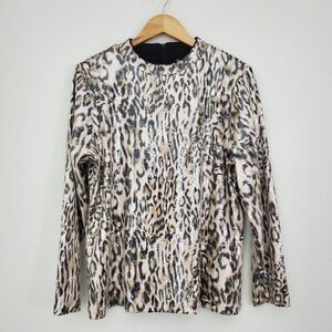 Chico's Women's Top Large Multicolor Sequined Cheetah Print Mob Wife Chic